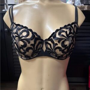 Simone Perele Black and Nude Lace Bra